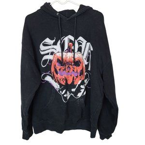 South Of Heaven Mens XL Black Graphic Pumpkin Long Sleeves Pullover Hoodie